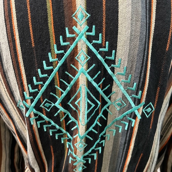 Angel + Premium Aztec Bohemian Embroidered Multicolor Lace Trim Duster Jacket S - Picture 10 of 12